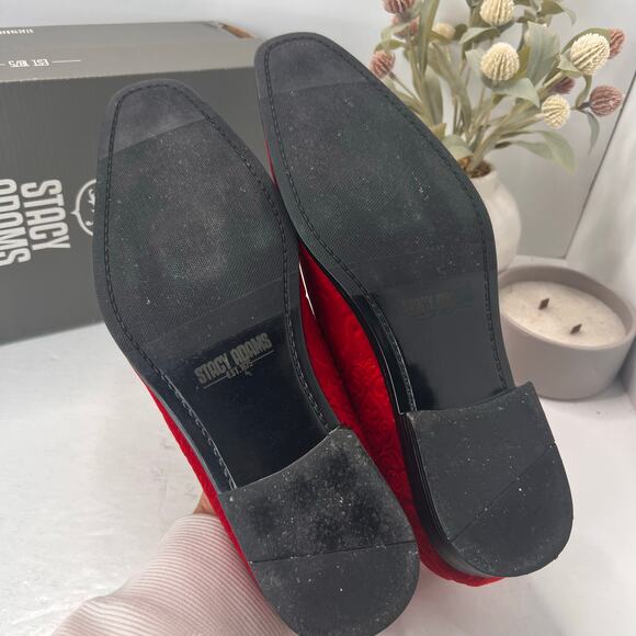 Stacy Adams Saunders Debossed Velour Slip on Loafer Red Men's 11.5M - Picture 8 of 11